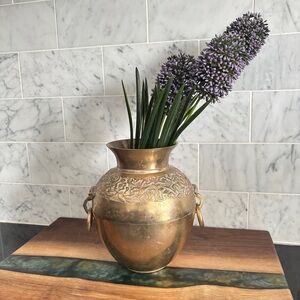 Vintage Engraved Brass Vase
